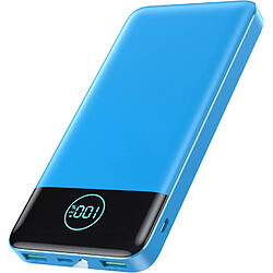 SANAG Batterie Externe 13800Mah, [Ultra Mince Mais Puissant] Power Bank Usb C 3A In & Out Chargeur Portable Avec Affichage Led Et Lampe De Poche Batterie Portable Pour Iphone Samsung Huawei - Bleu Ciel