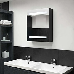 Maison Chic Armoire de salle de bain,Meuble de rangement,Meuble haut à miroir LED noir 50x14x60 cm -GKD733317