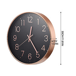 KILISKY Horloge murale - 30 cm - Muette - Horloge à quartz ronde - Convient pour salon, bureau - Fond noir or rose pas cher