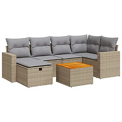 vidaXL Salon de jardin avec coussins 7 pcs beige résine tressée