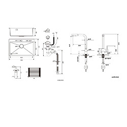 Auralum MAX Évier Cuisine1Bac Noir 58*45*18CM,avec Egouttoir évier Enroulable/Distributeur Savon+Robinet Cuisine Douchette Extractible Deux Jets ,Noir