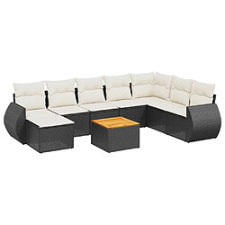 Maison Chic Ensemble Tables et chaises d'extérieur 9 pcs avec coussins,Salon de jardin noir résine tressée -GKD345164