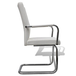 Maison Chic Lot de 2 Chaises à manger cantilever,Chaises de cuisine style scandinave - blanc similicuir -MN91898 pas cher