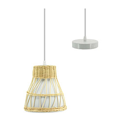 Aubry Gaspard Suspension en métal et rotin naturel blanc. Suspension en métal et rotin naturel blanc