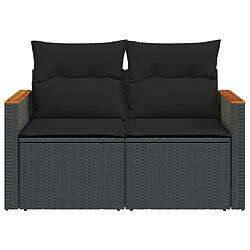 Maison Chic Canapé de jardin avec coussins 2 places | Canapé d'extérieur | Fauteuil,Banquette Jardin noir résine tressée -MN60338 pas cher