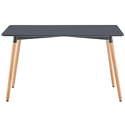 Pegane Table à manger rectangulaire coloris gris mat, pieds en bois de hêtre - Longueur 120 x profondeur 80 x hauteur 74,5 cm