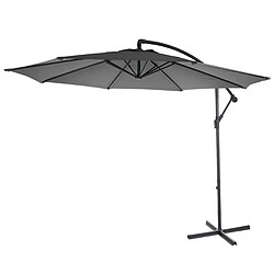 Decoshop26 Parasol déporté protection solaire Ø 3m inclinable polyester/acier 11kg gris sans support 04_0000934