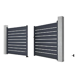 Acheter Vente-Unique Portail battant aluminium ajouré L397 x H183 cm anthracite - PRIMO