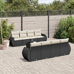 Maison Chic Salon de jardin 9 pcs avec coussins | Ensemble de Table et chaises | Mobilier d'Extérieur noir résine tressée -GKD82474