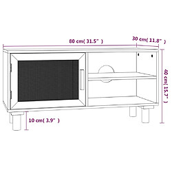 vidaXL Meuble TV Marron 80x30x40cm Bois de pin massif et rotin naturel pas cher