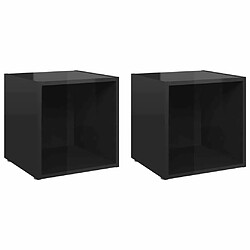 Maison Chic Meubles TV 2 pcs pour salon Noir brillant 37x35x37 cm Aggloméré -MN86237