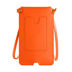 Avizar Pochette Bandoulière Smartphone avec Rangement carte Simili cuir orange