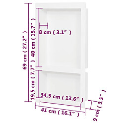 vidaXL Niche de douche avec 2 compartiments Blanc brillant 41x69x9 cm pas cher