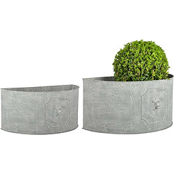 Esschert Design Pot de fleurs demi-rond Lion (Lot de 2).