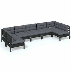 Maison Chic Salon de jardin 7 pcs + coussins - Mobilier/Meubles de jardin - Table et chaises d'extérieur Noir Bois de pin solide -MN47273