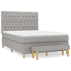 Maison Chic Lit Adulte - Lit simple Lit à sommier tapissier avec matelas moelleux - Meuble de Chambre - Gris clair 140x190cm Tissu -MN86033