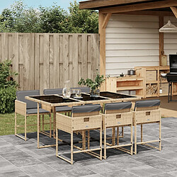 Maison Chic Ensemble à manger d'extérieur 7 pcs avec coussins,Salon de jardin,Mobilier de jardin mélange beige rotin -GKD543646