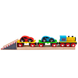 Bigjigs Rail Chargeur de voiture avec 2 voitures