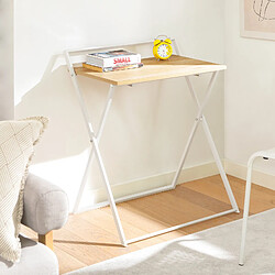 SoBuy FWT88-WN Bureau Pliant pour Petits Espaces, Bureau d'Ordinateur Table d’Etude Bureau Portable à Domicile, Salon