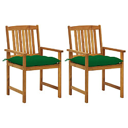 vidaXL Chaises de jardin avec coussins lot de 2 Bois d'acacia massif