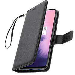 Avizar Housse OnePlus 7 Étui Folio Portefeuille Soft Touch Support Vidéo noir