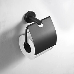 Universal Porte-papier de toilette simple noir monté sur le mur Porte-papier de toilette en acier inoxydable avec couvercle Quincaillerie de salle de bains | Porte-papier (noir)