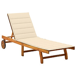 vidaXL Chaise longue de jardin avec coussin Bois d'acacia solide 