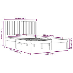 vidaXL Cadre de lit sans matelas blanc 180x200 cm bois massif pas cher