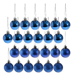 24pcs 6cm boules de noël ornements d'arbre de Noël suspendus décorations bleu