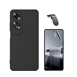 NIS Kit De Film De Gel De Couverture Complète Avant + Couverture En Silicone Flexible + Support De Voiture L Compatible Avec Oppo A60 - Noir