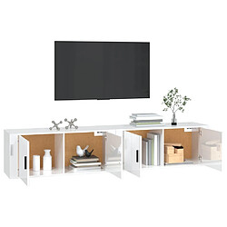 Avis Maison Chic Lot de 2 Meubles TV muraux Banc TV suspendus pour salon blanc brillant 100x34,5x40 cm -MN60622