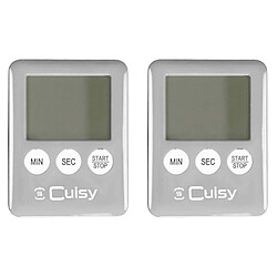 Cuisy Minuteur électronique aimanté coloré (Lot de 2) Argenté.