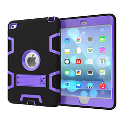 Wewoo Coque antichoc en silicone de couleur contrastée + PC pour iPad mini 5 / mini 4 avec support noir + violet