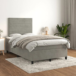 Maison Chic Lit Adulte - Lit simple Lit à sommier tapissier et matelas moelleux - Meuble de Chambre - Gris clair 120x200cm Velours -MN25841