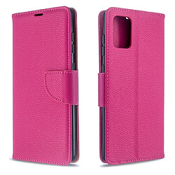 Wewoo Housse Coque Pour Galaxy A71 Litchi Texture Pure Color Horizontal Flip en cuir PU avec support et fentes cartes et portefeuille et lanière Rose rouge