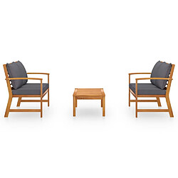 Avis Maison Chic Salon de jardin 3 pcs - Table et chaises d'extérieur - Mobilier/Meubles de jardin Moderne avec coussin Bois d'acacia solide -MN25273