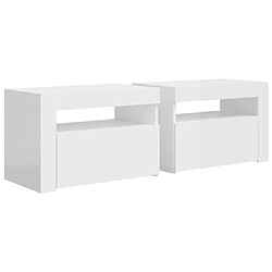 Avis Maison Chic Lot de 2 Tables de chevet,Table de nuit,Table d'appoint pour salon avec LED Blanc brillant 60x35x40 cm -MN62873