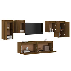 Avis vidaXL Meubles TV 6 pcs Marron miel Bois massif de pin