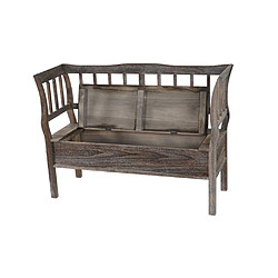 Mendler Banc banquette de rangement T207 bahut coffre avec coussin ~ bois marron shabby chic