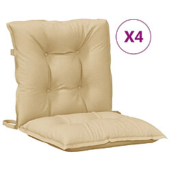 vidaXL Coussins de chaise à dossier bas lot de 4 beige mélangé tissu