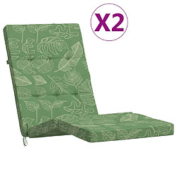 vidaXL Coussins de chaise longue lot de 2 motif de feuilles