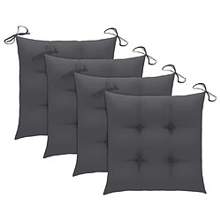 Avis Maison Chic Lot de 4 Chaises de jardin,Fauteuil d'extérieur avec coussins anthracite Bois de teck -MN63247