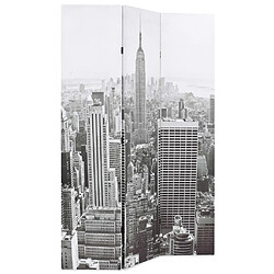 Helloshop26 Paravent séparateur de pièce cloison de séparation décoration meuble pliable 120 cm new york noir et blanc 0802018