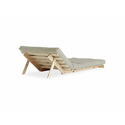 Inside 75 Fauteuil convertible futon ROOTS pin naturel tissu lin couchage 90 x 200 cm. pas cher