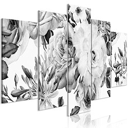 Artgeist Tableau - Rose Composition (5 Parts) Wide Black and White [100x50]