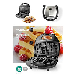 NEDIS Gaufrier 750 W Noir / Argent appareil pour deux gaufres avec boîtier en acier inoxydable 