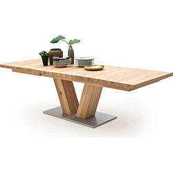 Pegane Table à manger extensible en chêne massif bianco - Longueur 140-220 x Hauteur 78 x Profondeur 90 cm