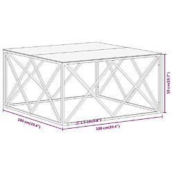 vidaXL Table basse doré acier inoxydable et verre trempé pas cher