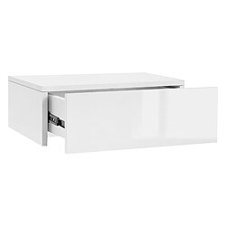 Table de nuit suspendue 46x30x15 cm blanc brillant en MDF avec tiroir ML-Design