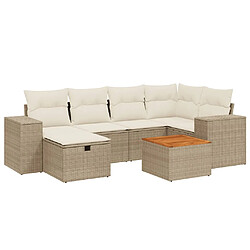 vidaXL Salon de jardin avec coussins 7 pcs beige résine tressée